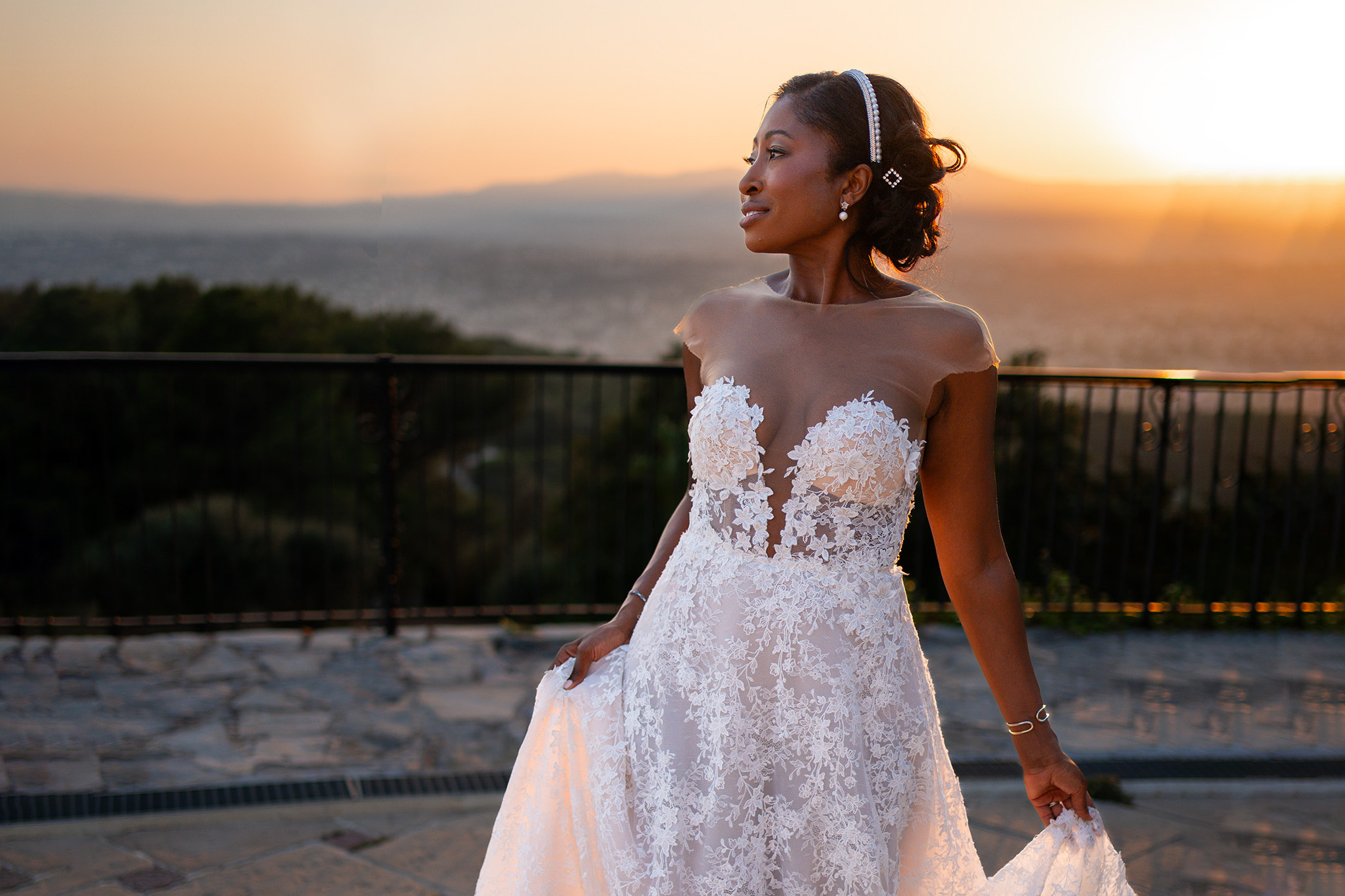 This is a portrait of a black bride on the French Riviera for a destination wedding. Photographed by destination wedding photographer Chiha Studios