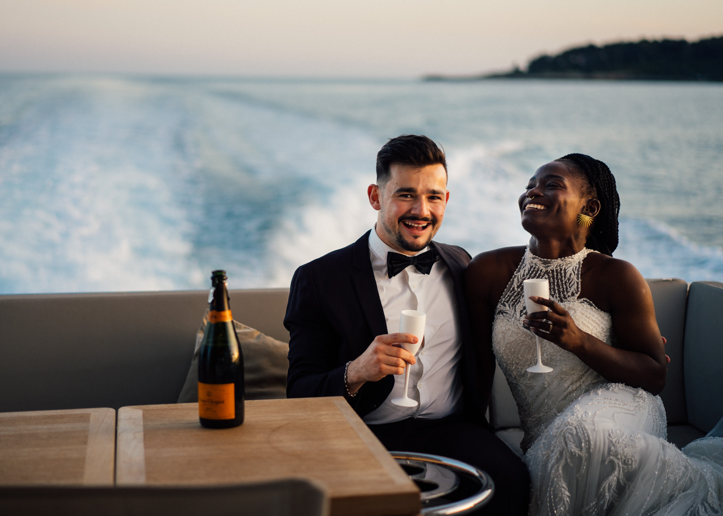 wedding photoshoot on a yacht on the French Riviera